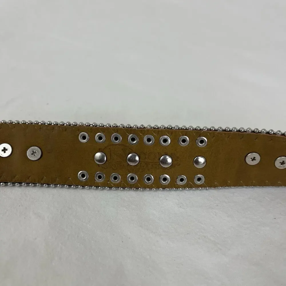 Nocona Western Belt Women’s 26 Small Leather Rhinestone Horse Cowgirl NO BUCKLE